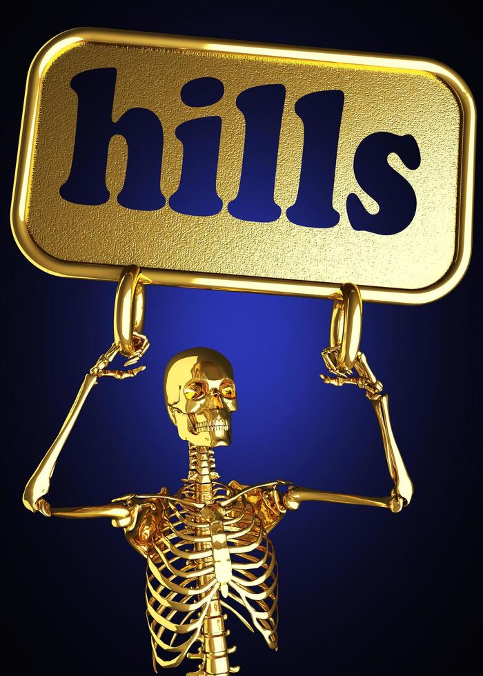 hills word and golden skeleton photo