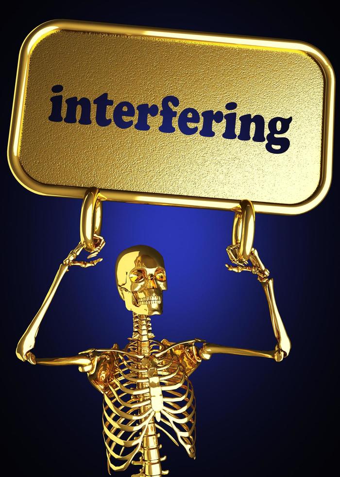 palabra de interferencia y esqueleto dorado foto