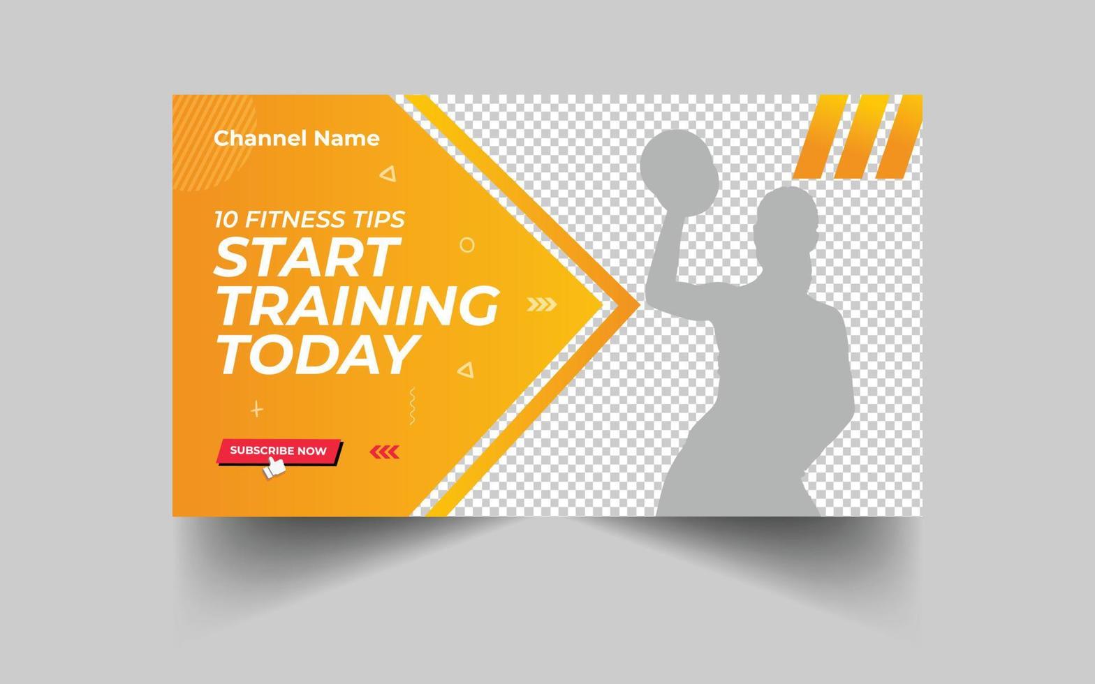 Gym fitness exercise editable modern video thumbnail vector