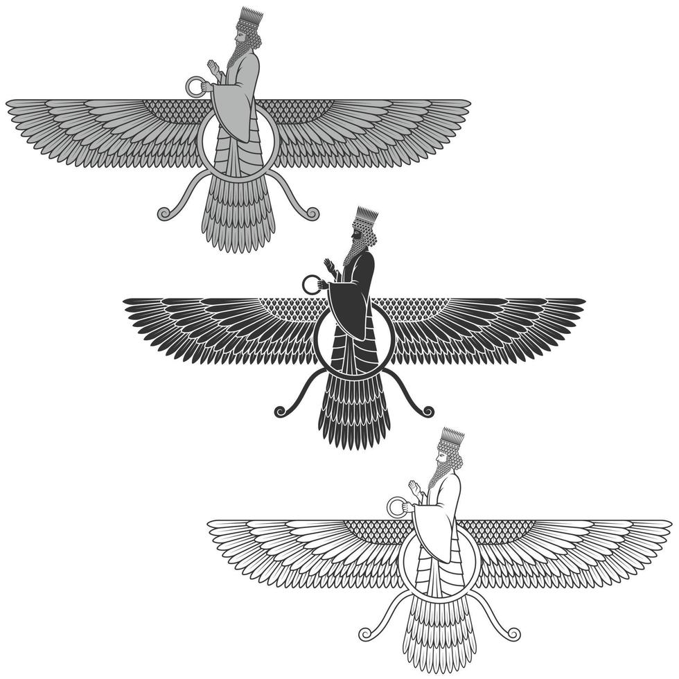silueta de símbolo de zoroastrismo vector