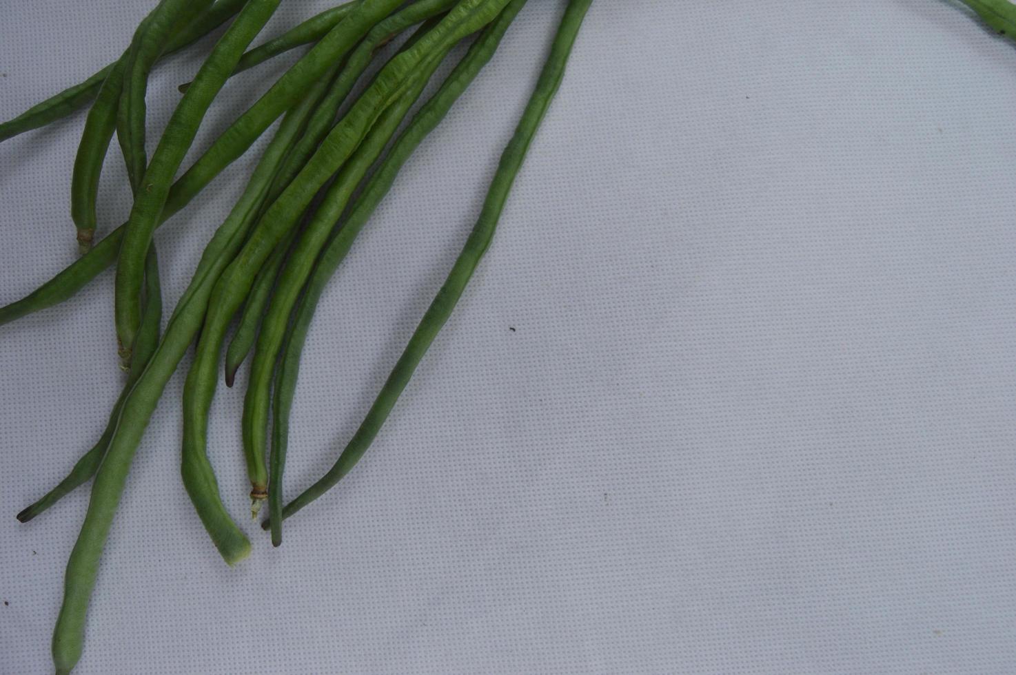 green beans on a white background. food material. source of vitamins. food menu for iftar. photo