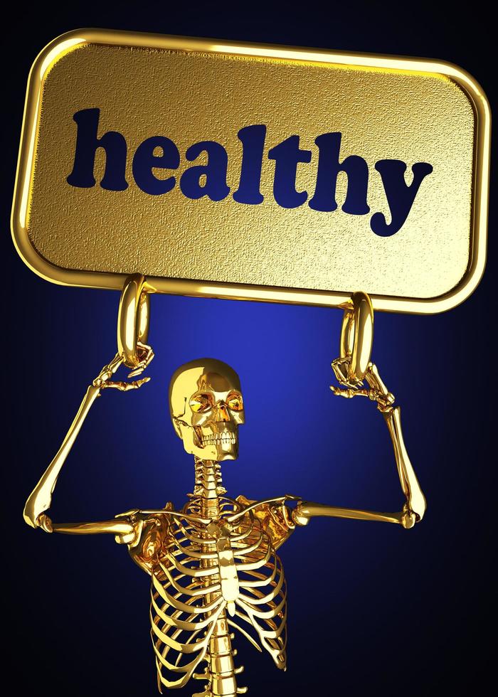 healthy word and golden skeleton photo