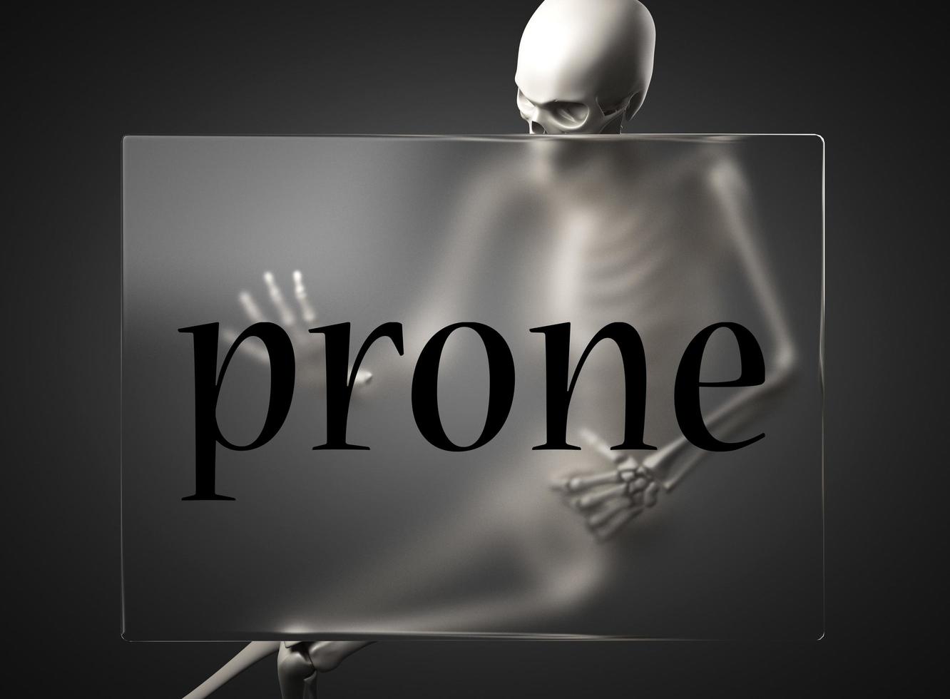 prone word on glass and skeleton photo