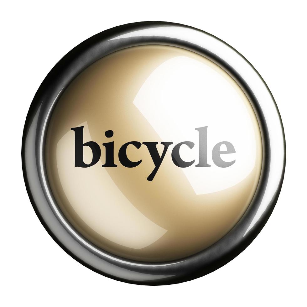 bicycle word on isolated button photo