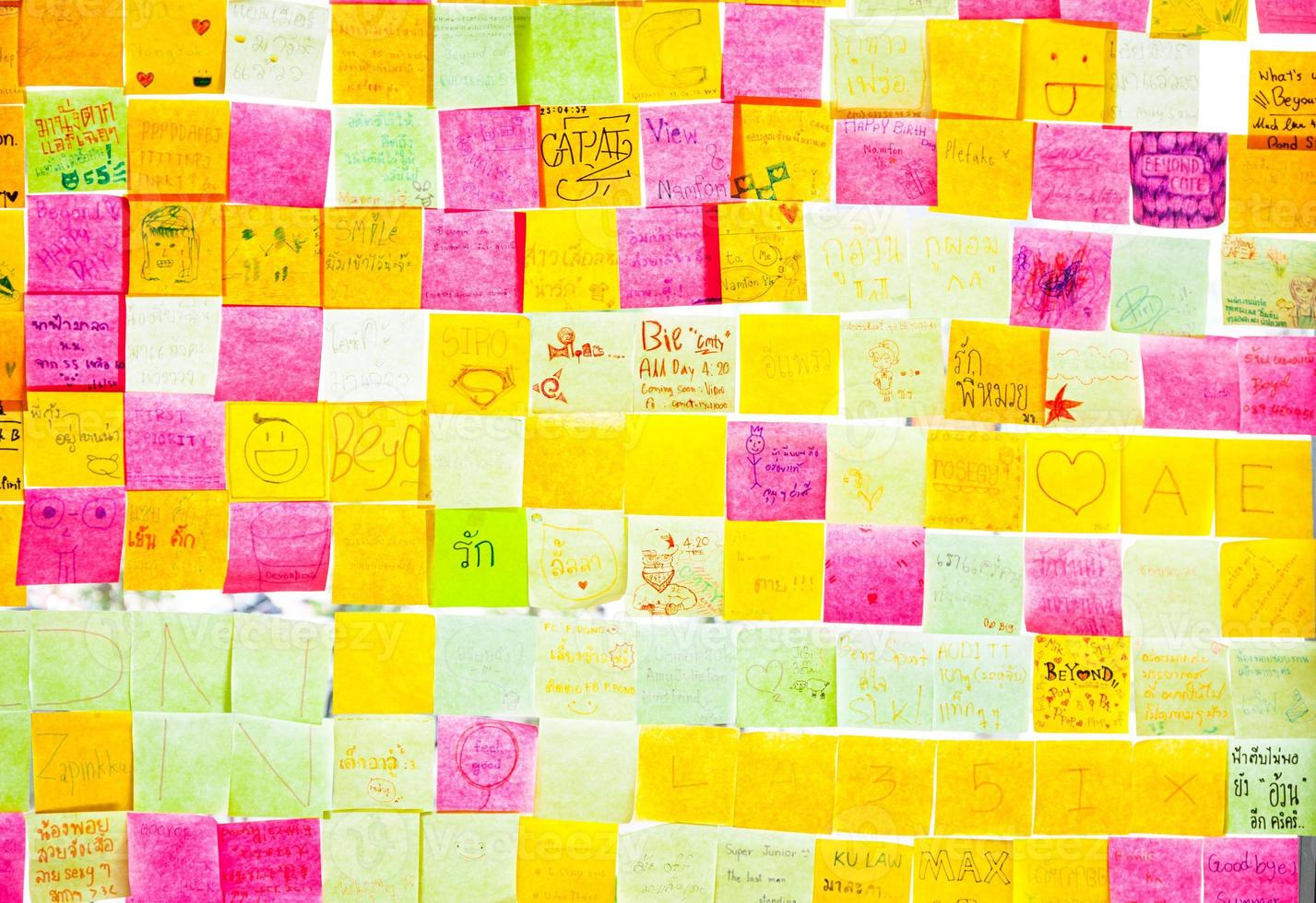Short message on notepaper grunge background photo