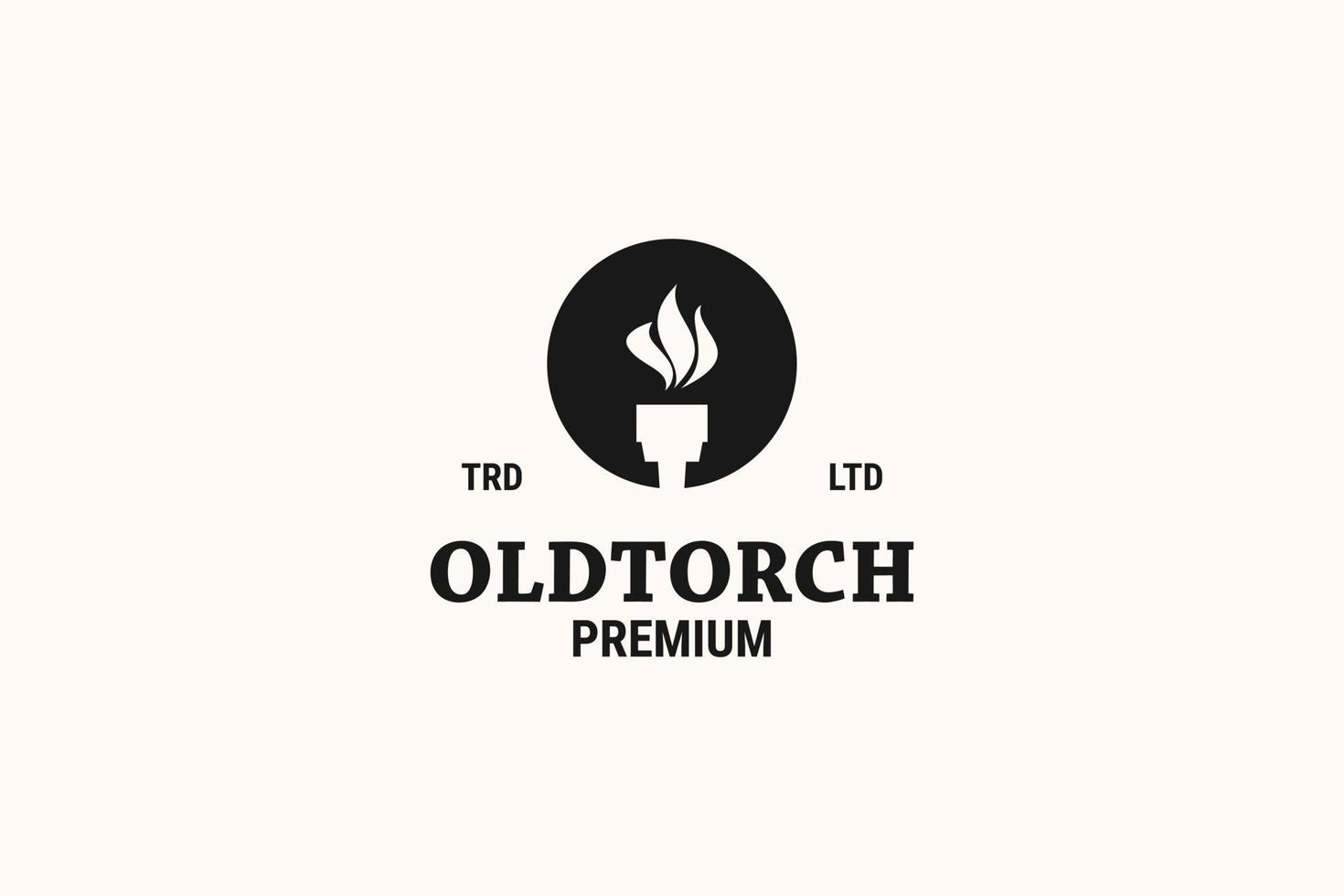 Flaming old torch vector logo design