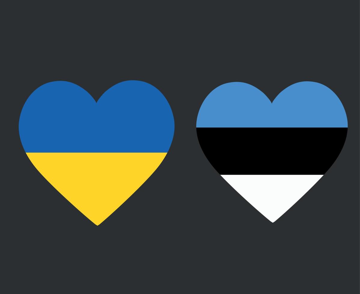 Ukraine And Estonia Flags National Europe Emblem Heart Icons Vector Illustration Abstract Design Element