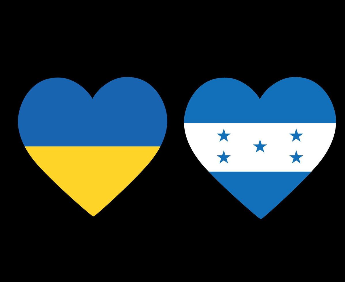 banderas de ucrania y honduras emblema nacional de europa y américa del norte iconos de corazón ilustración vectorial elemento de diseño abstracto vector