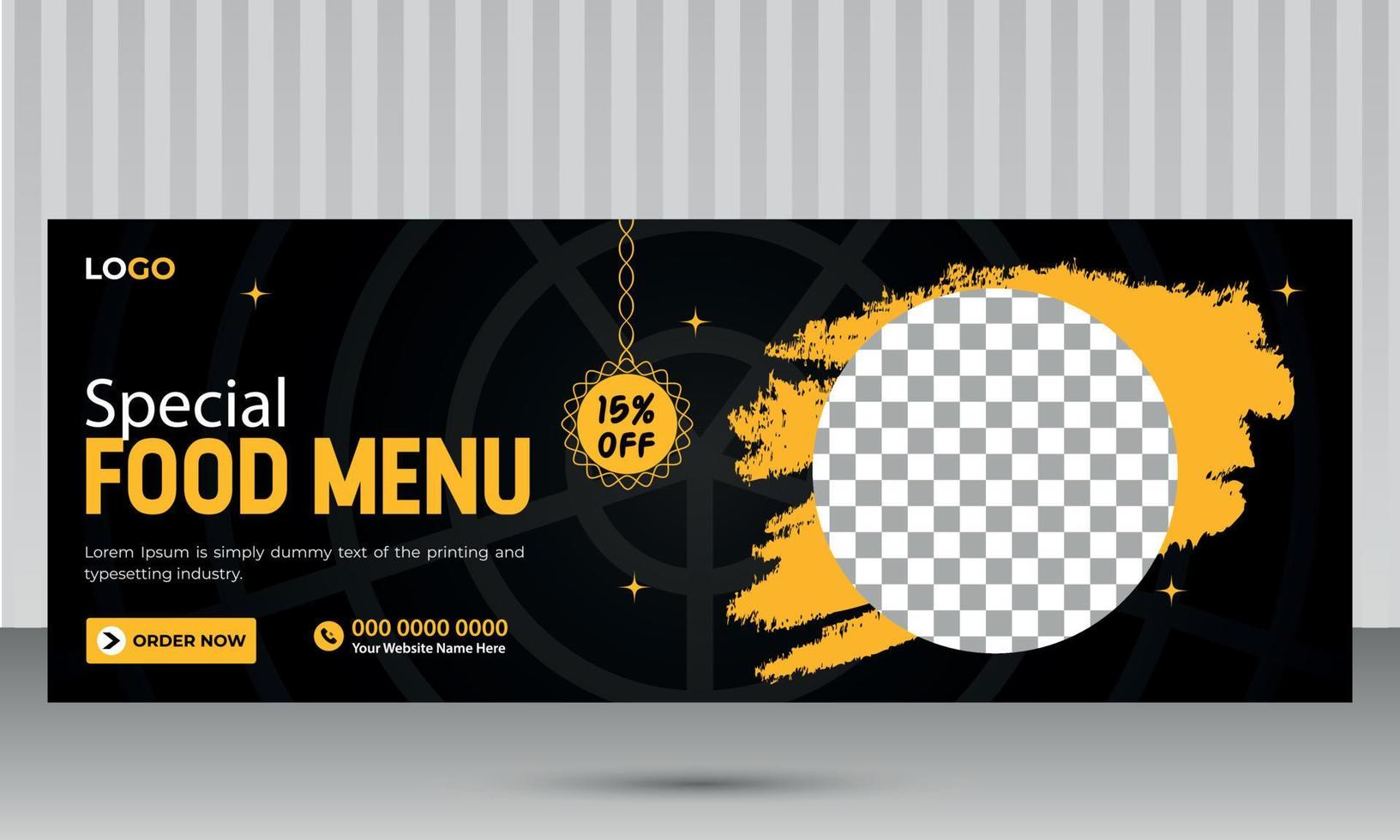 Food Social Media Banner Design Template for Restaurant vector