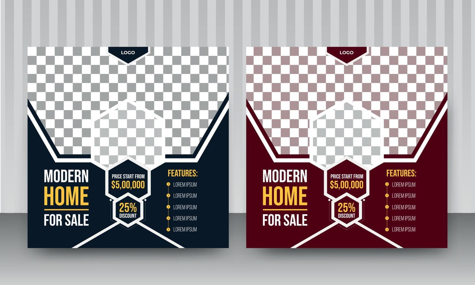 Latest Home Sale Social Media Post Design Vector Template with two color