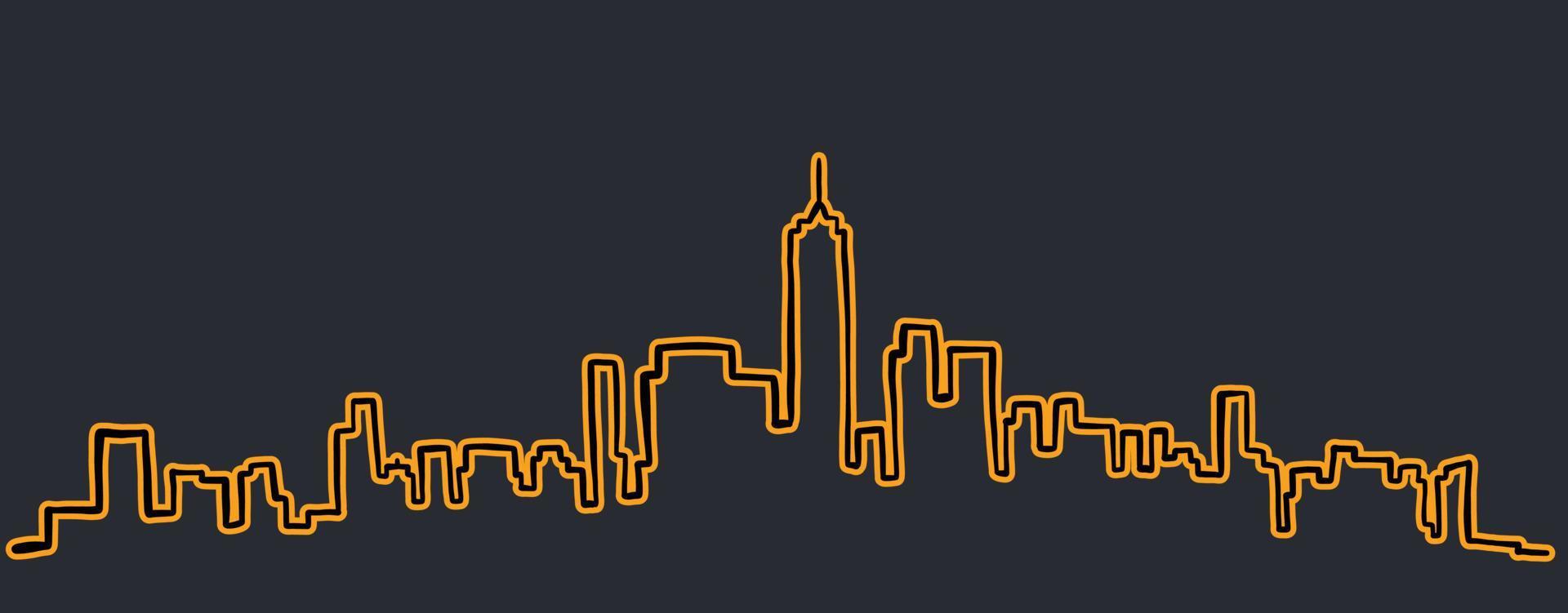 freehand drawing of modern cityscape skyline. vector