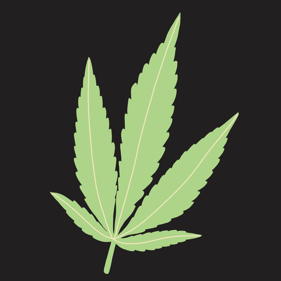 simplicity cannabis leaf freehand drawing flat design. vector