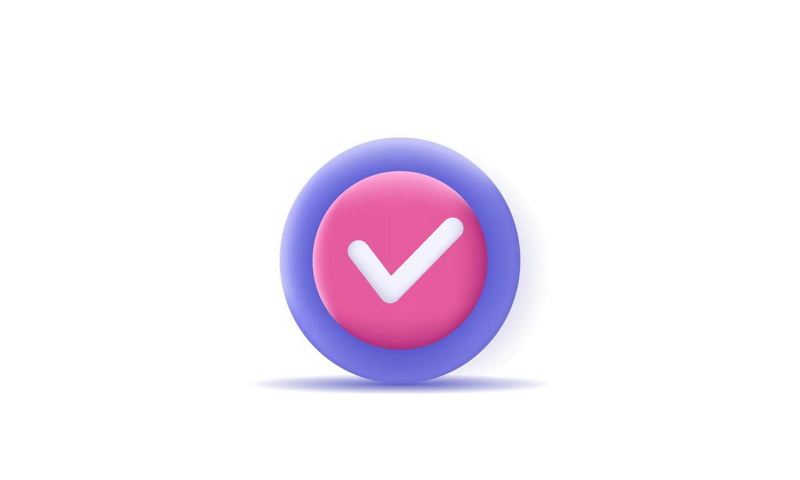 realistic rounded check mark icon 3d vector