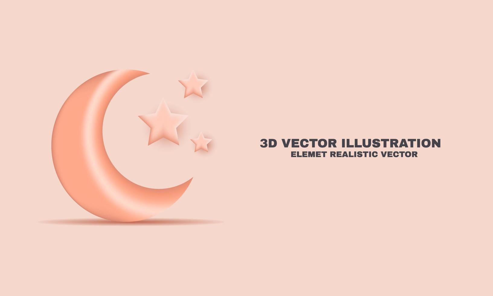 realista abstracto luna creciente estrellas brillante 3d vector