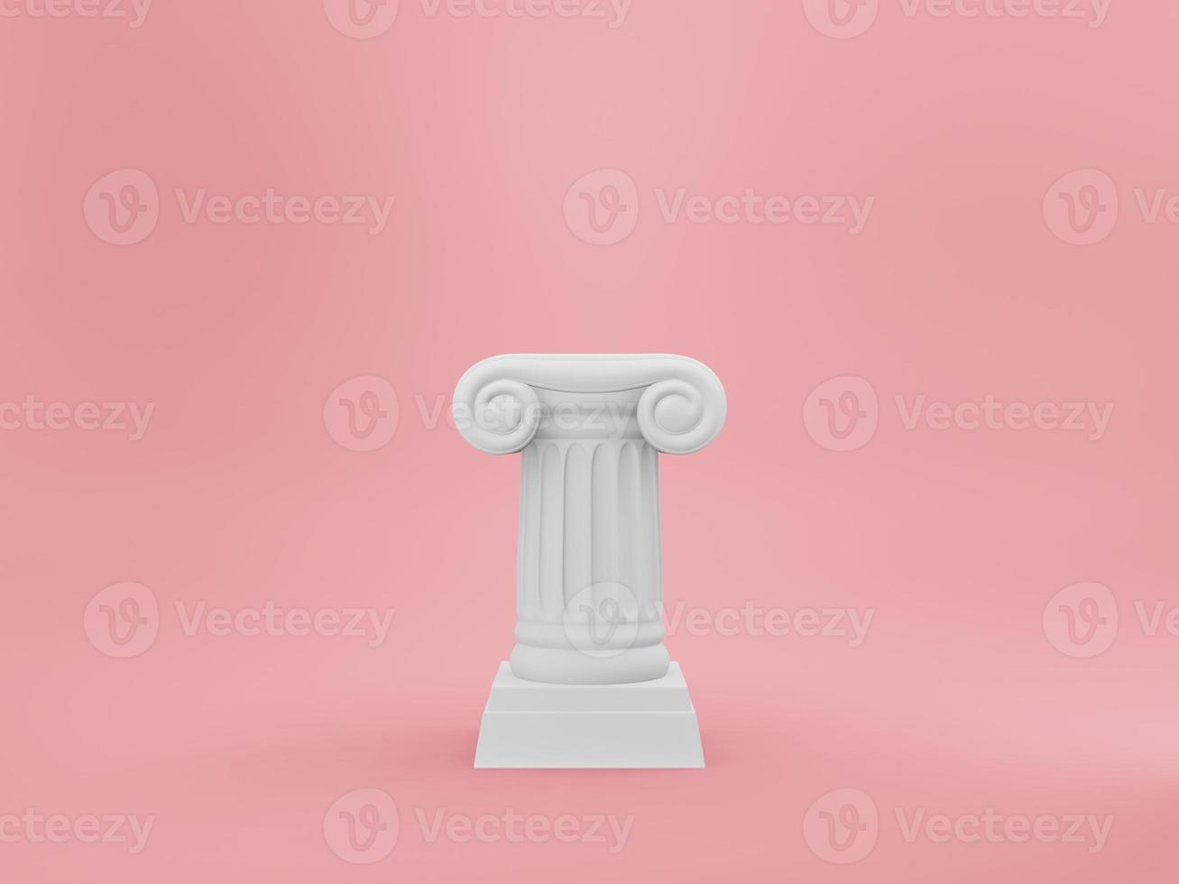 Abstract podium column on the pink background. The victory pedestal is a minimalist concept. 3D rendering. photo