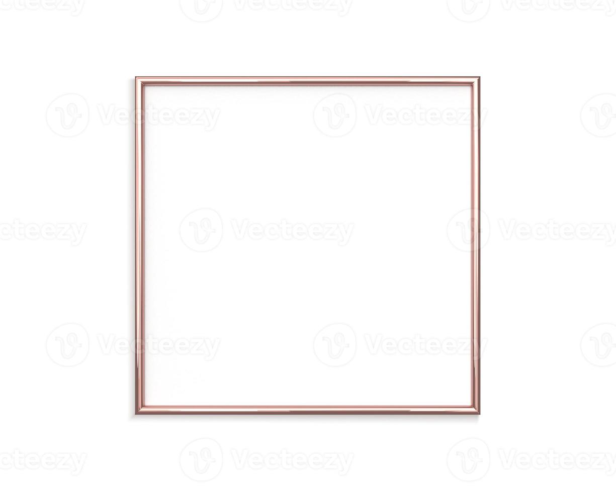 Rose gold frame mockup on a white background. 1x1 Square 3D Rendering photo