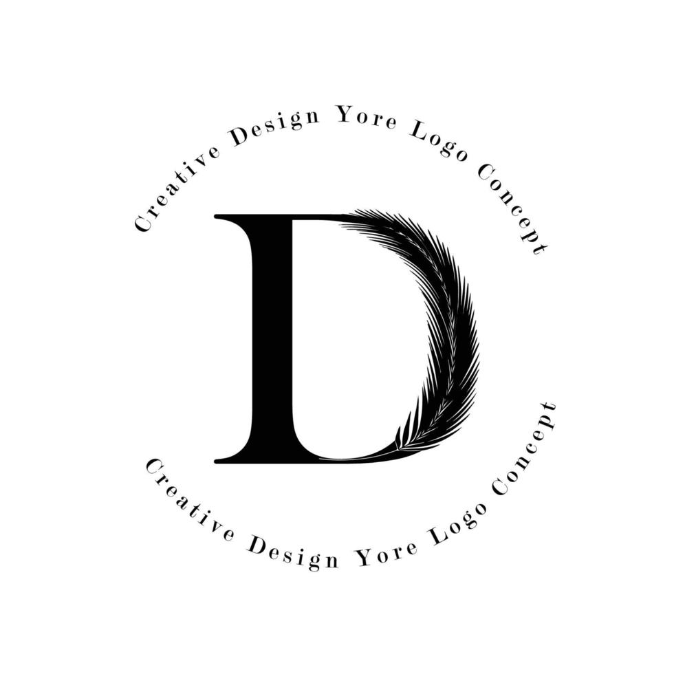 Elegant Letter D Logo with Logo Icons Palm Tree Leaf Pattern Texture Design. Creative Palm Tree Lettering Logo with Natural Bio Organic Ideas Modern Leaves. vector