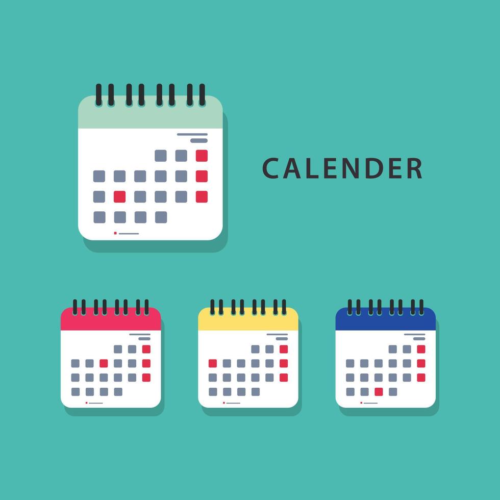 ilustración vectorial de iconos de calendario sobre fondo azul vector