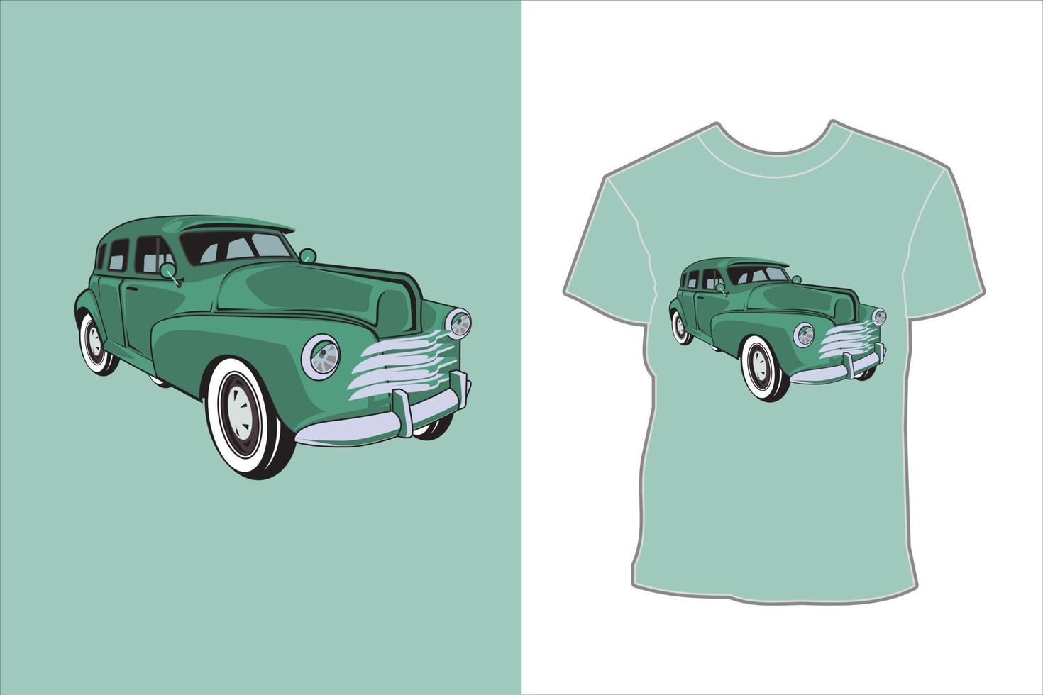 old muscle car car illustration t shirt design vector