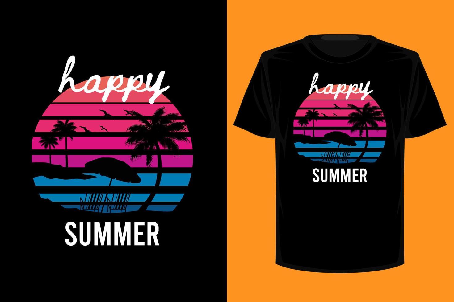 Happy summer retro vintage t shirt design vector