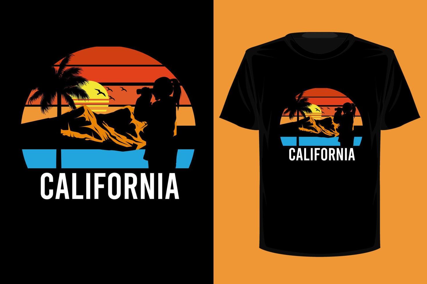 diseño de camiseta vintage retro de california vector