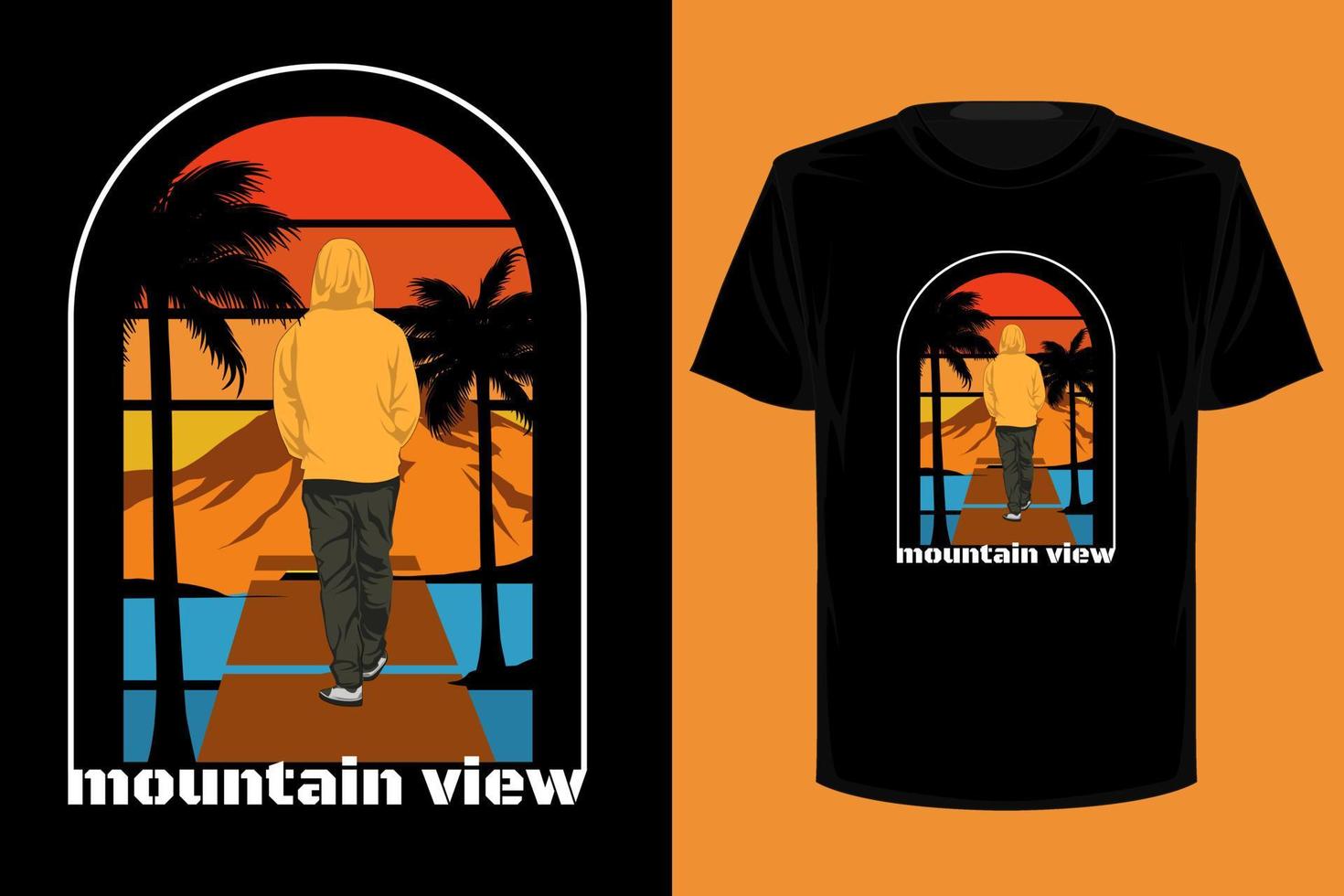 Mountain view retro vintage t shirt design vector