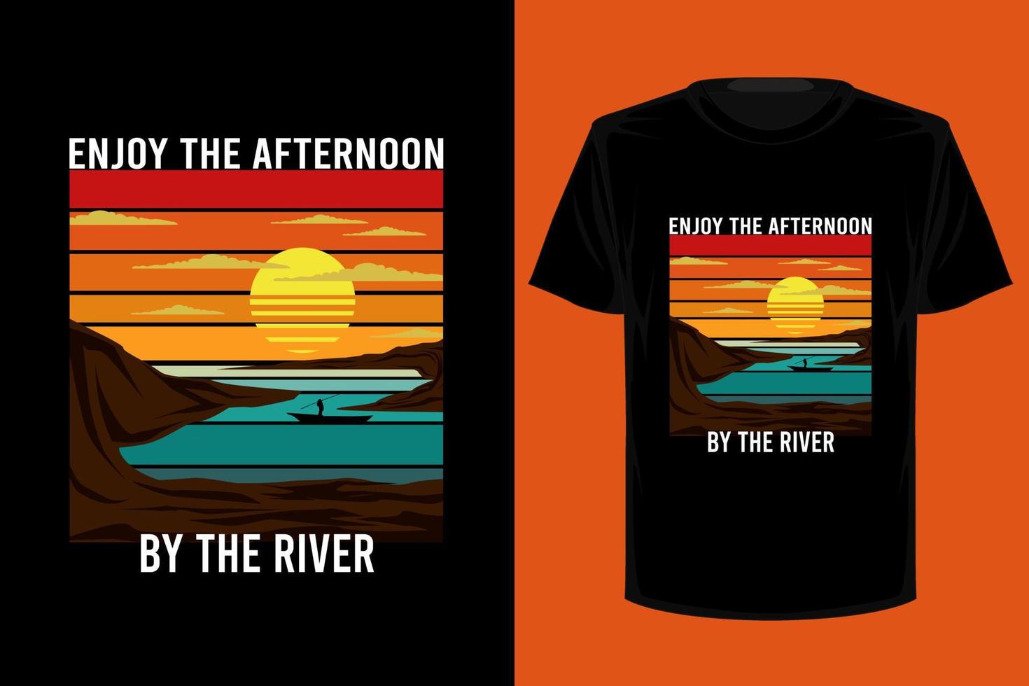 Enjoy the afternoon by the river retro vintage t shirt design vector