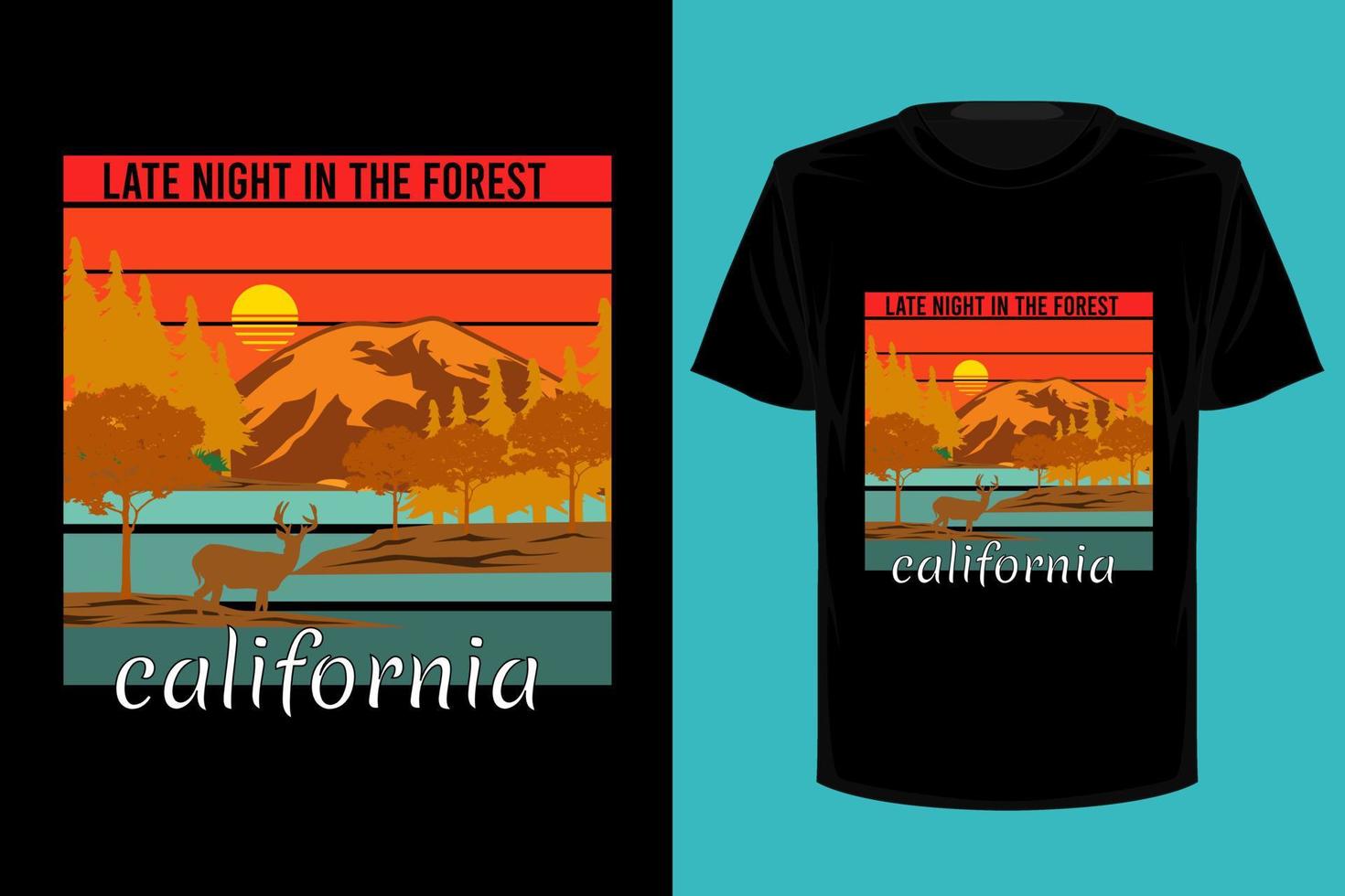 tarde en la noche en el bosque california retro diseño de camiseta vintage vector