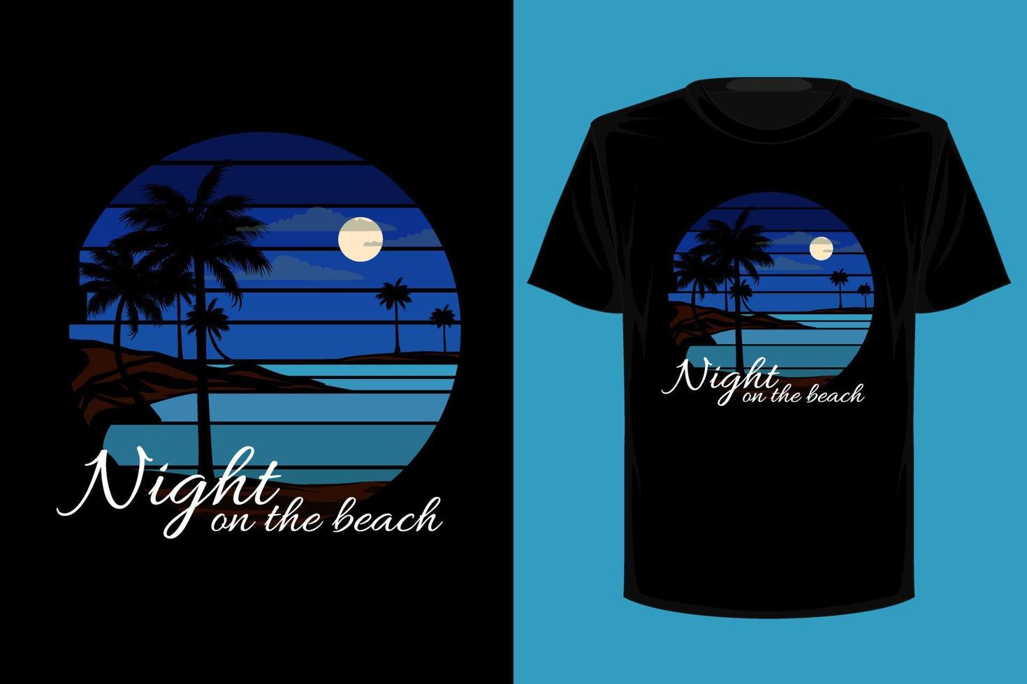 noche en la playa diseño de camiseta retro vintage vector