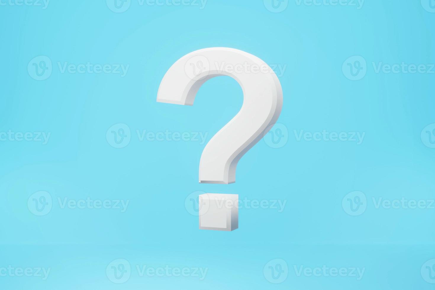 Question mark on a blue background. 3d rendering. photo