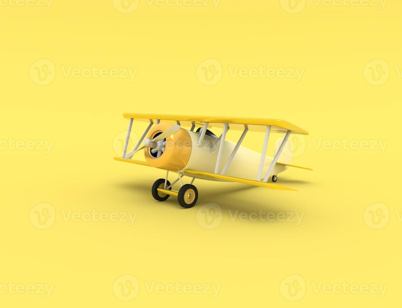 Toy vintage aircraft. Illustration with empty place for text. 3D rendering photo