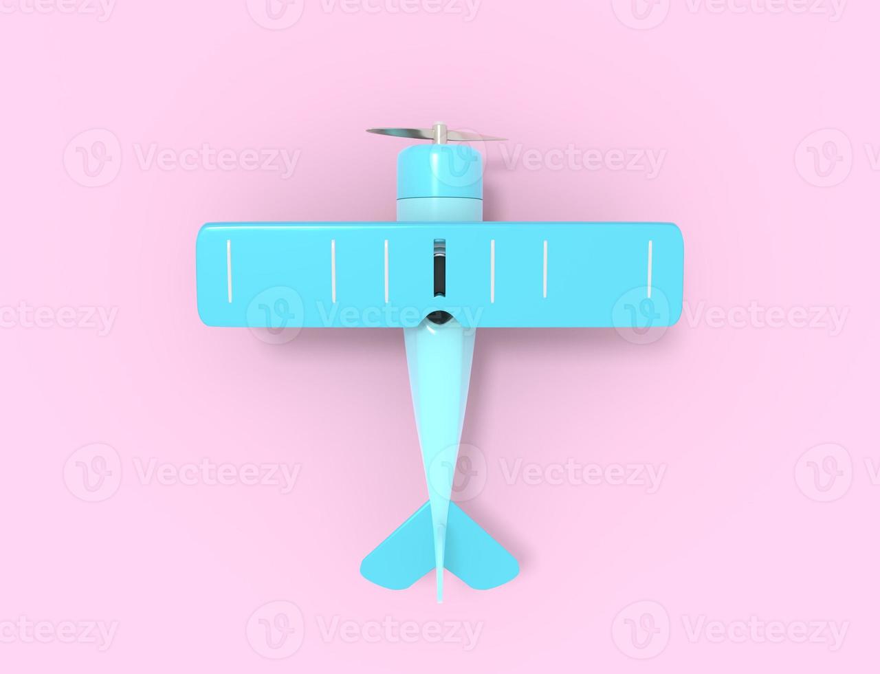 Toy vintage aircraft. Illustration with empty place for text. 3D rendering photo