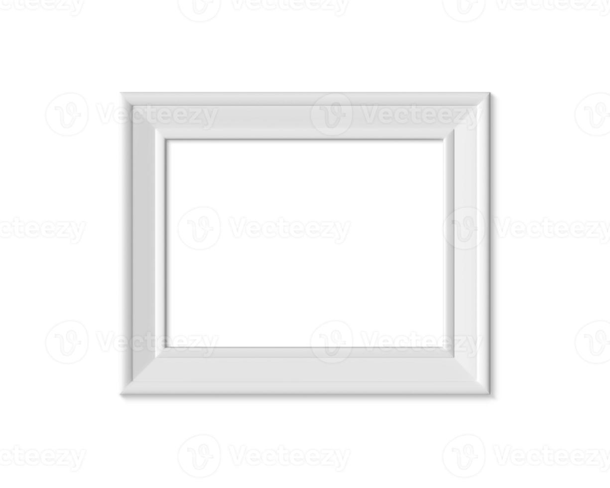 3x4 Horizontal Landacape picture frame mockup. Realisitc paper, wooden or plastic white blank for photographs. Isolated poster frame mock up template on white background. 3D render. photo