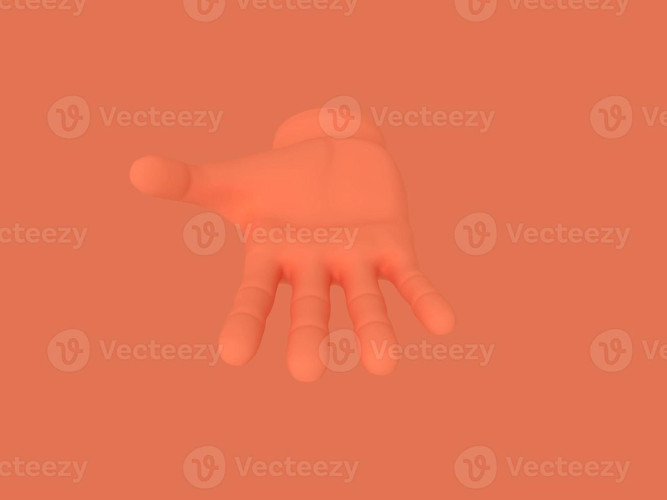 Cartoon open palm. Illustration on red color background. 3D-rendering. photo