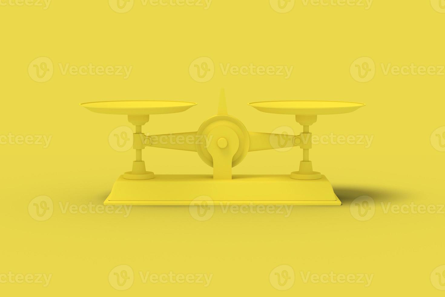 Yellow scales on a yellow background. Abstract image. Minimal concept business. 3D render. photo