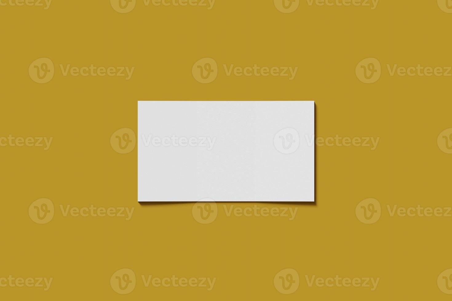 Mockup blank business or name card on a yellow background. 3D rendering photo