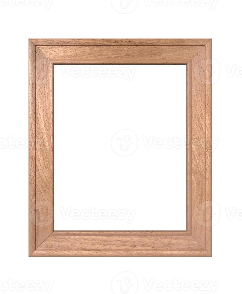 4x5 Vertical Portrait old wooden frame mockup. Realisitc wood sign. Isolated picture frame mock up template on white background. 3D render photo