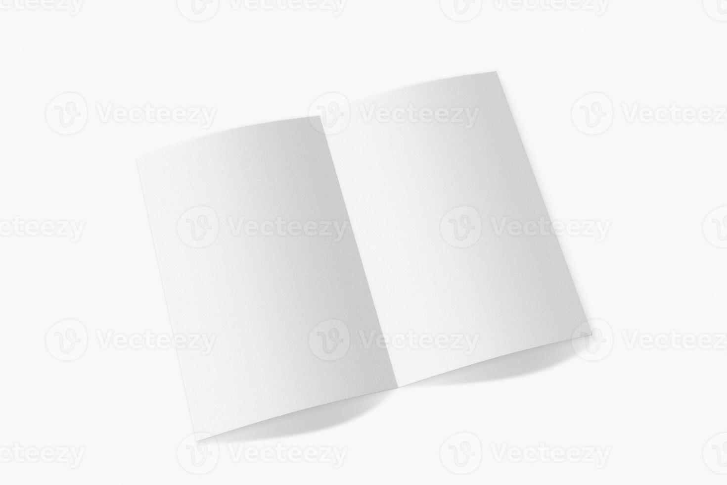 Mockup vertical booklet, brochure, invitation isolated on a white background with soft cover and realistic shadow. 3D rendering. photo