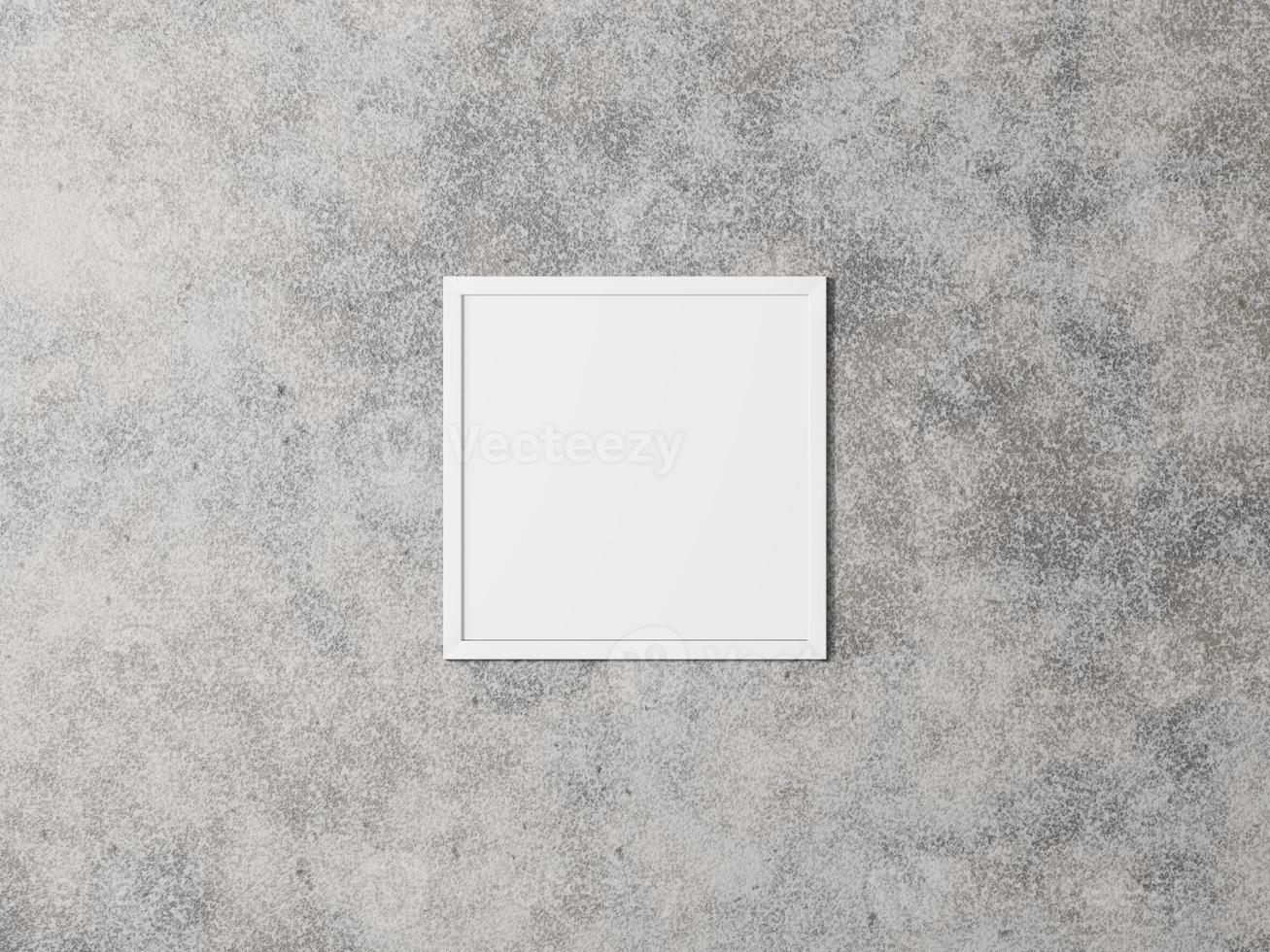 White square picture frame on the background of a concrete wall. Grunge interior. 3D rendering. photo