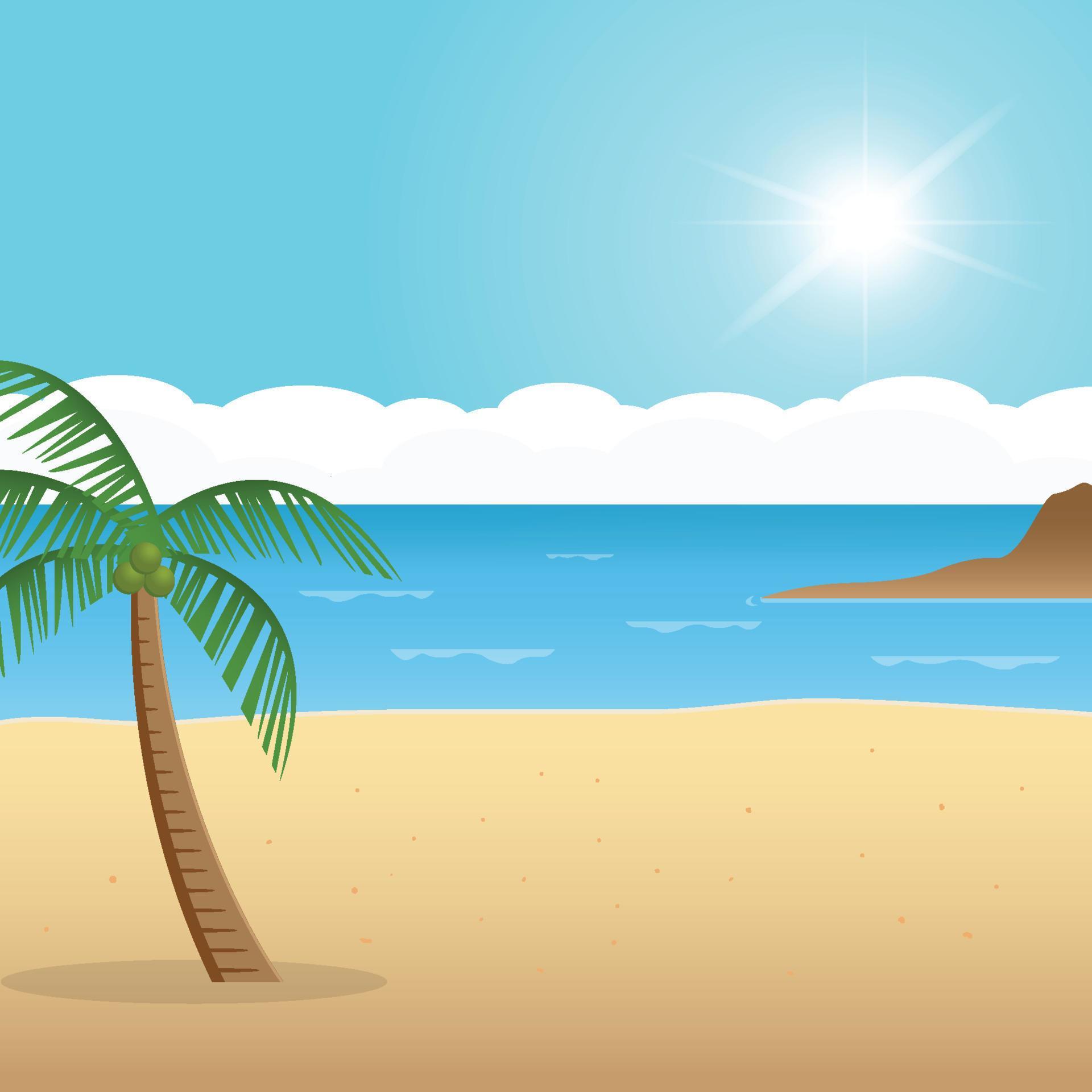 Tropical island in the ocean with palm trees. Vector illustration ...