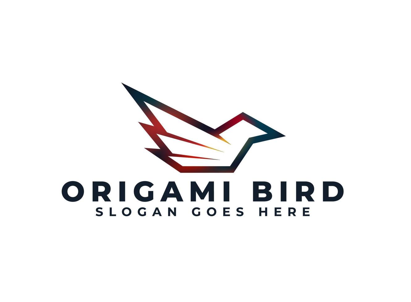 origami bird logo with colorful gradient stroke vector