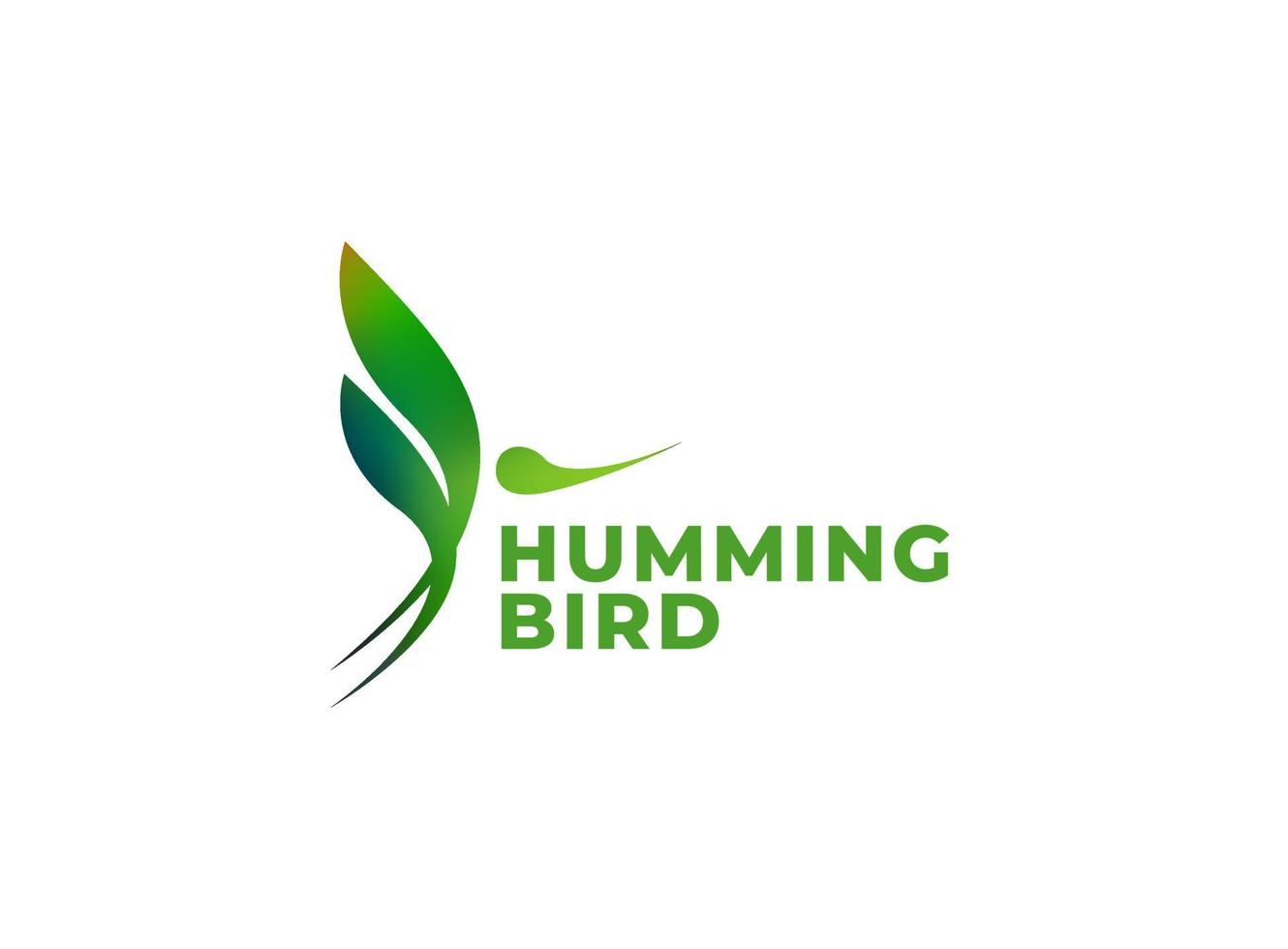 flying hummingbird logo. hummingbird logo with green gradient color vector