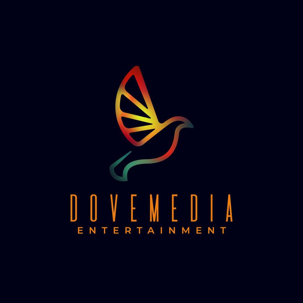 colorful gradient mesh dove media logo. flying bird logo vector