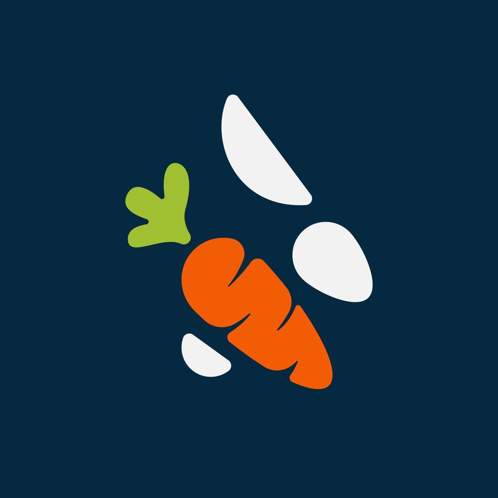 abstract white rabbit and carrot logo. rabbit silhouette vector