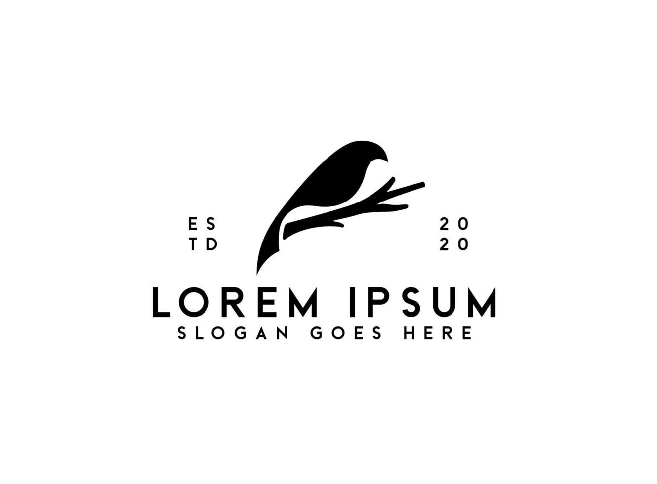 bird on a branch logo. bird silhouette in branch tree vector