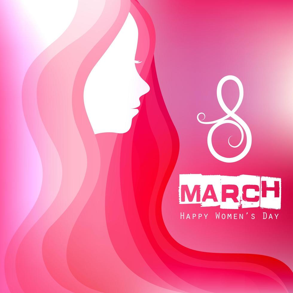 Happy Women's Day Greeting Card with Female Face vector