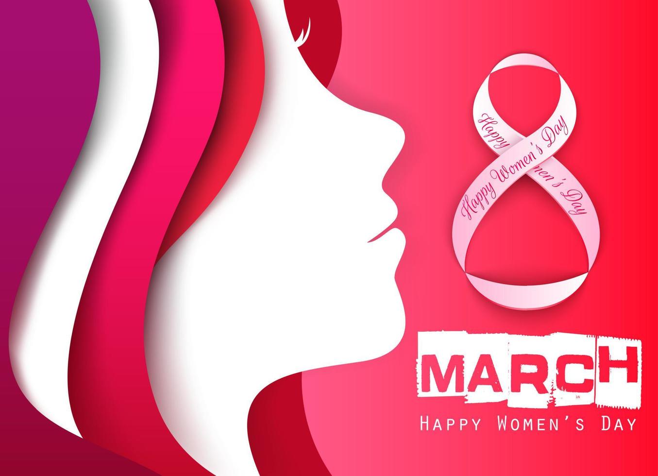 Happy Women's Day Greeting Card with Female Face vector