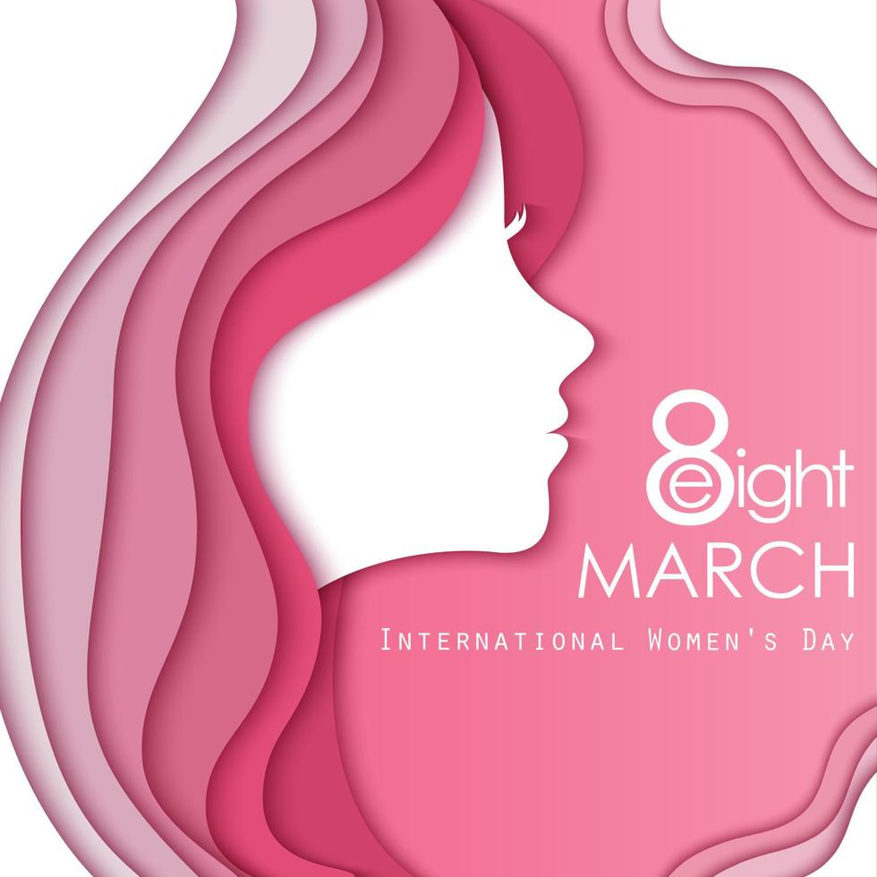 Happy Women's Day Greeting Card with Female Face.Vector vector