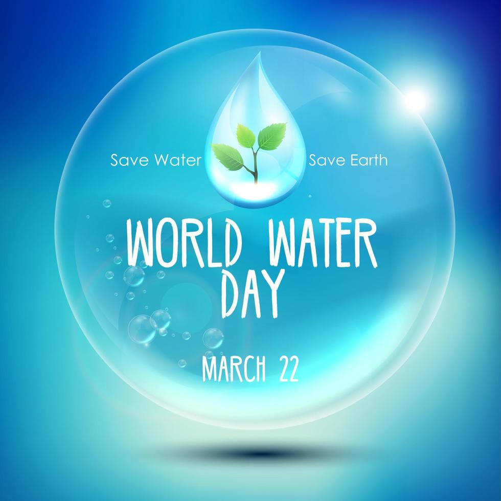 Bubbles with green leaf inside in the water.vector vector