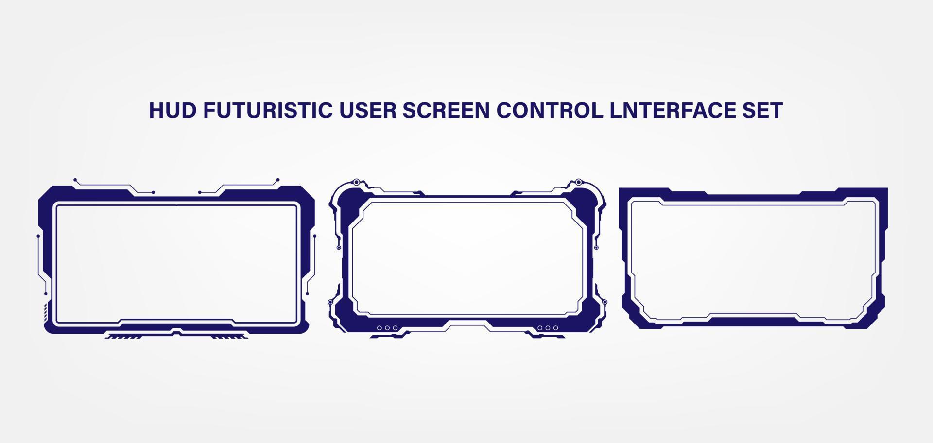 HUD Futuristic User Screen Control Interface Set. Abstract Virtual Hologram Target Monitor Concept Design. vector